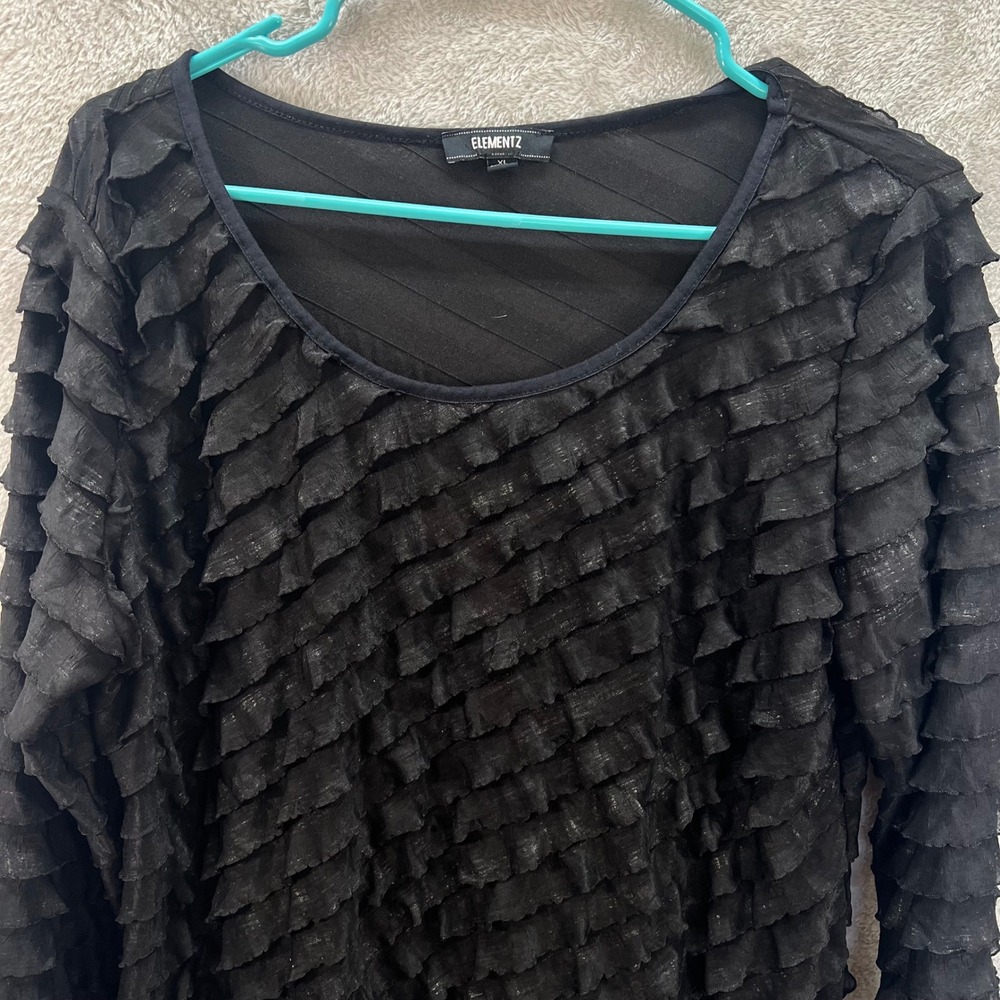 Elementz Black XL Tiered Ruffle Gothic Whimsigoth Dark Academia Shabby Chic
